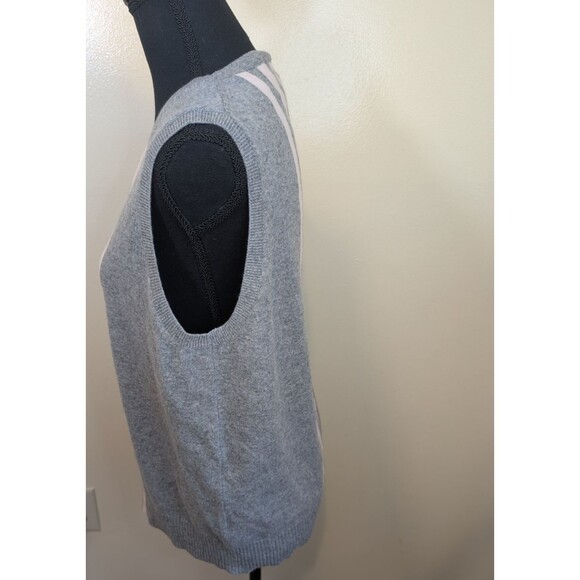 J. Crew Collection Women Sweater Top Italian Cashmere Gray Striped Crew Neck XL - Picture 4 of 8